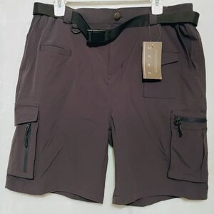 Viodia Black Cargo Shorts Mens XL Stretch Quick Dry Belt Utility NEW NWT D